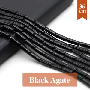 4x13mm 자연 검은 마노 비즈 원통형 천연 마노 스톤 느슨한 스페이서 DIY Jewerly 목걸이 팔찌 만들기위한 파란색