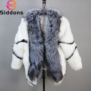 2026 신상 브랜드 겨울 여성용 진짜 천연 토끼털 코트 폭스퍼 칼라 여자 패션 퍼 재킷 아우터