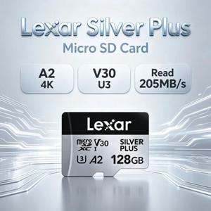 렉사르 실버 플러스 마이크로 SD 카드, SDXC A2, 64GB, 128GB, 256GB, 512GB, 1TB, 4K, V30, U3, 읽기 속도 205MB/s, V로그용 TF 메모리 카드