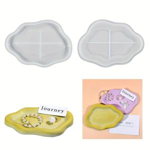 하트 트레이 수지 금형 구름 코스터 불규칙한 트레이, DIY 쥬얼리 장신구 접시, 캔들 홀더 주조를위한 실리콘 금형