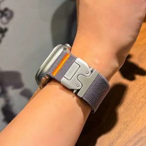 애플 워치 울트라 2용 땋은 탄성 나일론 스트랩, 49mm 및 46mm 사이즈, 메탈 엄브렐라 버튼, 아이워치 시리즈 11, 10, 9, 8, 7, SE 호환.