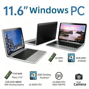 11.6인치 태블릿 PC T10 도킹 키보드 2GB DDR+64GB Flexx 11A 윈도우 10 X5-8300 CPU 1366*768 IPS 듀얼 카메라