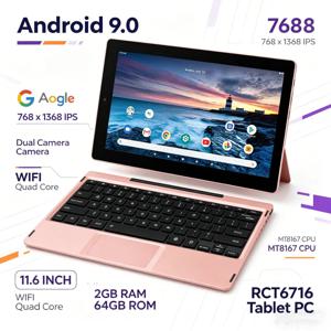 11.6인치 T10 2GB RAM 32GB ROM 안드로이드 10.0 태블릿 PC RCT6716 태블릿 PC MT8167 도킹 키보드 768 X 1368 IPS WIFI