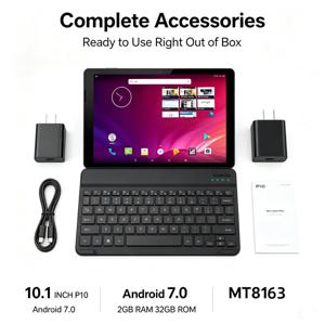 10.1인치 T10 P10 2GB RAM 32GB ROM MT8163 안드로이드 7.0 WIFI 태블릿 PC 쿼드코어 듀얼 카메라 해상도 1920 X 1200 픽셀