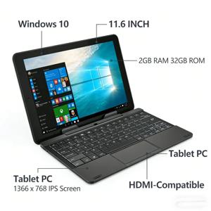 11.6인치 2GB RAM 32GB ROM RCA9213 윈도우 10 듀얼 카메라 태블릿 PC T10 WIFI 1366 X 768 IPS 화면 HDMI 호환