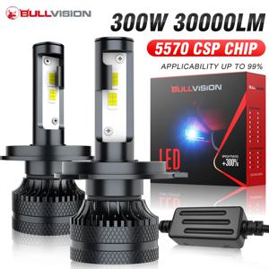 불비전 고출력 CSP H4 H7 LED 300W 30000LM H1 H8 H9 H11 자동차 LED 전구 9005 HB3 9006 HB4 9012 자동차 안개등 6000K