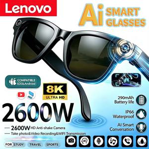 Lenovo AI 스마트 글라스, 2600W 카메라, 터치 컨트롤, 사진 촬영, 음성 비서, 번역 기능, 음악 재생, 무선 선글라스