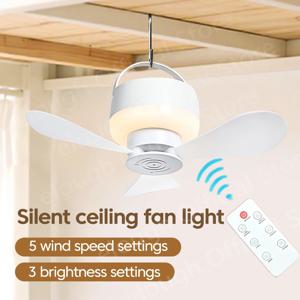1.5/3M LED 조명 및 리모컨이 있는 천장 선풍기 USB 충전 가정용 야외 캠핑 텐트 학생 기숙사 침대용 소형 선풍기