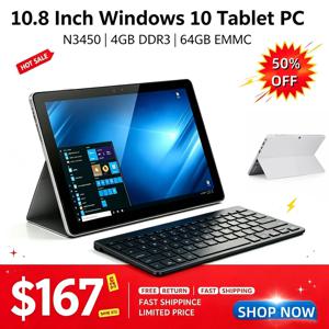 10.8인치 T10 CWI 540 윈도우 10 풀 HD 64비트 태블릿 PC N3450 CPU 쿼드 코어, 4GB DDR3 RAM 64GB ROM, 1920x1080