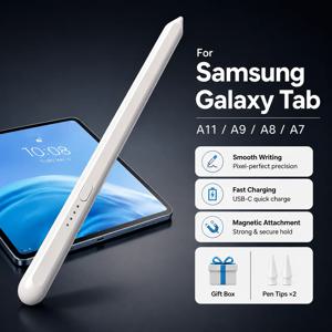 삼성 갤럭시 탭 A11/A9/A8/A7 라이트용 정전식 스타일러스, 탭 A11/A9+ 펜용 블루투스 연결 불필요 액티브 스타일러스 펜