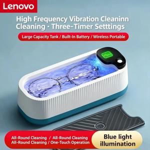 Lenovo 초음파 세척기, 소형 가정용 휴대용 세척기, 블루라이트 진동 세척 기능, 교정기, 안경, 보석류 세척용