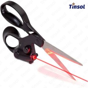 TINSOL 전문 레이저 가이드 가위 스테인레스 스틸 정밀 절단 가위 직선형 빠른 절단 포지셔닝 재봉 공예