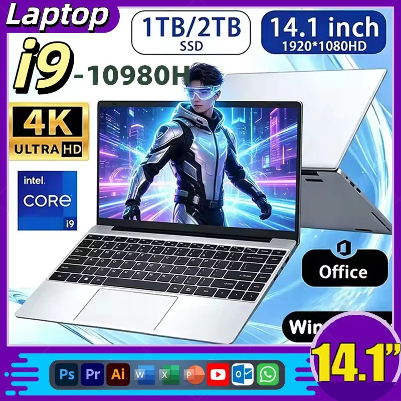 초슬림 노트북, 인텔 코어 i9-10980HK 프로세서, 14.1인치 디스플레이, 16GB RAM, 2TB SSD, 휴대용 노트북, 윈도우 11 프로, 오피스용, 학습용 노트북 컴퓨터