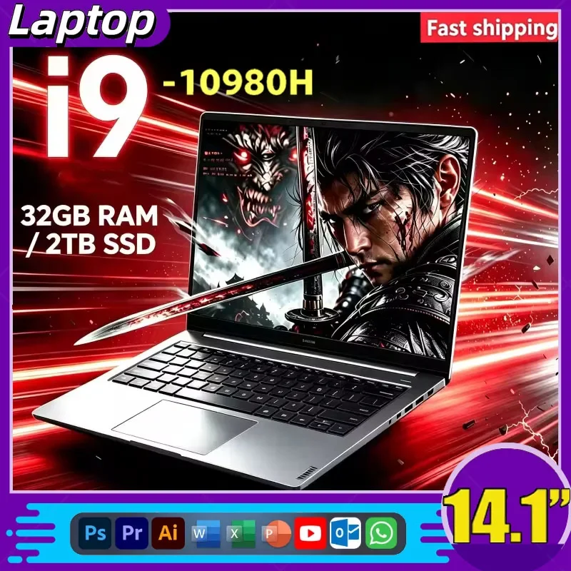 2026년형 14.1인치 노트북, 인텔 코어 i9-10980HK 프로세서, 16GB RAM, 2TB SSD, 게이밍 노트북, 윈도우 11, HD, 오피스, 초슬림 노트북 컴퓨터