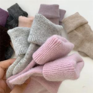 여성용 단색 토끼 머리 양말, 겨울 두꺼운 워머, 긴 양말, 일본 카와이 귀여운 보온 캐시미어, 크리스마스 양말, 새해 선물