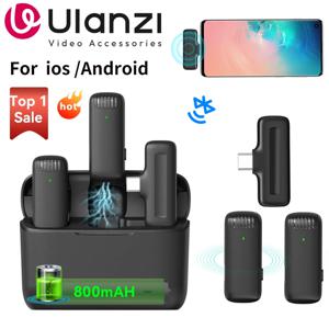 Ulanzi J12 무선 라 발리에 마이크 오디오 비디오 녹화 스마트 폰용 미니 마이크 플러그 플레이 안드로이드 아이폰 라이브 방송