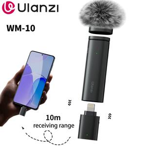 Ulanzi WM-10 Wireles Lavalier 마이크 라이브 스트리밍 녹음을 위한 방풍 스폰지가 있는 Android iPhone용 1:1 마이크 USB C