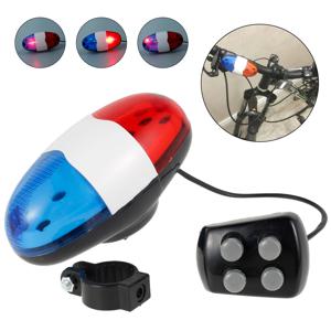 자전거 경찰 사이렌 4 소리 멜로디 자전거 파워 경적 사이렌 벨 6-LED 스트로브 파란색과 빨간색 자전거 안전 조명 어린이 자전거