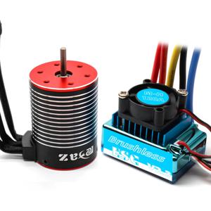 RCXAZ 3650 브러시리스 모터(120A/680A ESC 포함) 1/10 RC 레이싱 카 트럭용 브러시리스 전기 속도 컨트롤러 6V/2A BEC