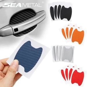 SEAMETAL 4Pcs 자동차 스타일링 몰딩 스티커 자동차 도어 스티커 탄소 섬유 흠집 방지 커버 자동 핸들 보호 필름