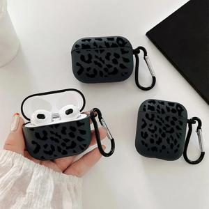 블랙 레오파드 무늬 에어팟 프로 3/프로 2용 이어폰 케이스, 애플 에어팟 5/4/3/2/1용 이어버드 케이스, 낙하 방지 보호 커버