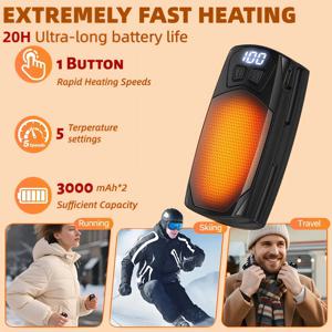 충전식 손난로 2개 3000mAh 각 빠른 가열 휴대용 전기 포켓 히터 여성 남성용 야외 캠핑용