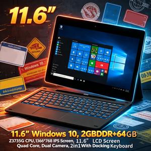 11.6인치 2GB RAM 64GB ROM T10 태블릿 Z3735G CPU 1366*768 IPS 화면 WIFI 쿼드 코어 터치 스크린 2 in 1 PC G12 듀얼 카메라