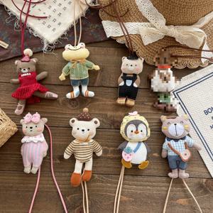 귀여운 곰 개구리 어린이 목걸이 수제 만화 펜던트 목걸이 면 아기 펜던트 장식품 액세서리