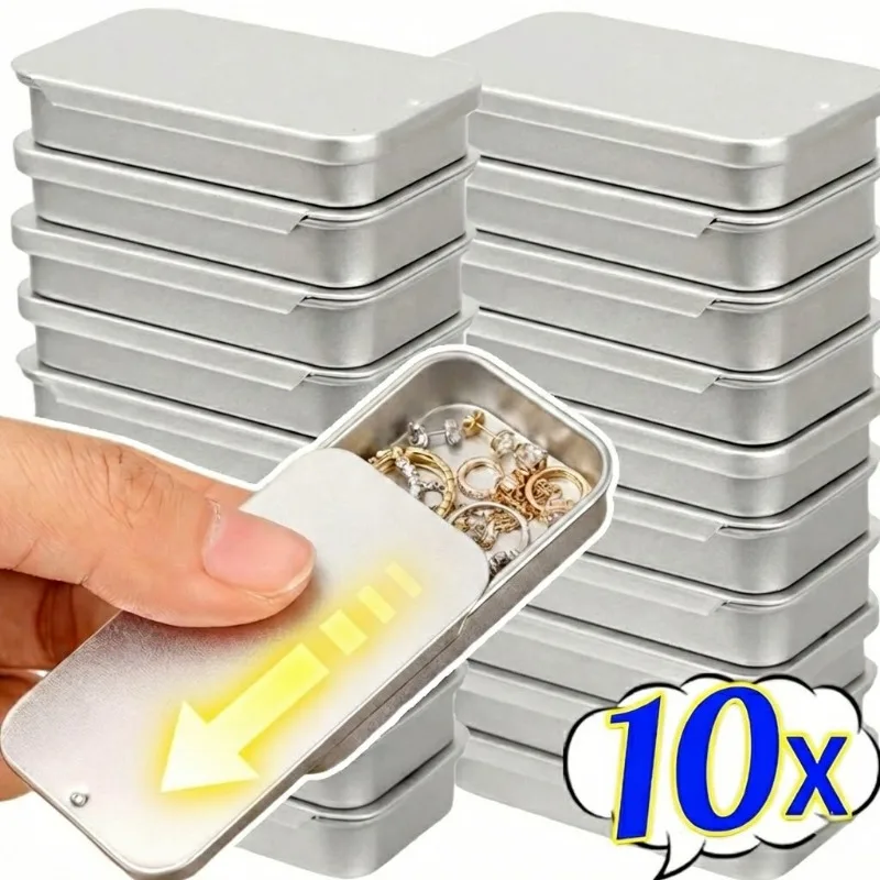 1/10pcs Jewely 보관 케이스 반지 귀걸이용 슬라이딩 금속 상자 비즈 정리 상자 휴대용 여행 DIY Jewely 보관 케이스