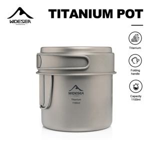 Widesea 초경량 티타늄 캠핑 냄비 1100ml 접이식 손잡이 배낭 하이킹 Tr용 메쉬 백이 포함된 휴대용 야외 조리기구