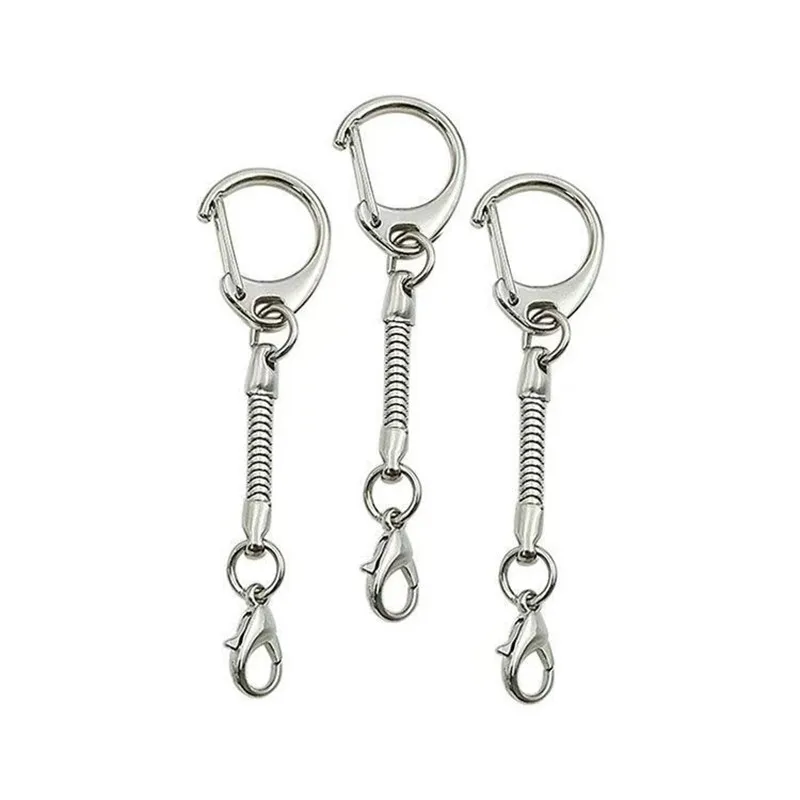 10pcs 실버 컬러 스네이크 체인 키 체인 금속 랍스터 걸쇠 가방 키 체인 패션 쥬얼리 만들기 열쇠 고리 DIY 액세서리