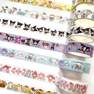 Sanrio Anime Kuromi 마이 멜로디 와시 테이프 스티커 귀여운 미적 스티커 기타 문구 전화 장식 장난감 스티커 선물용