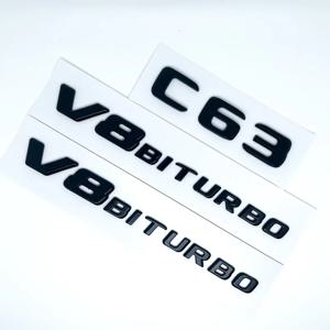 3D ABS 크롬 C63 로고 V8 BITURBO 배지 자동차 리어 스타 스티커 트렁크 AMG 엠블럼 (메르세데스 벤츠 C63 AMG W205 C205 악세사리용)