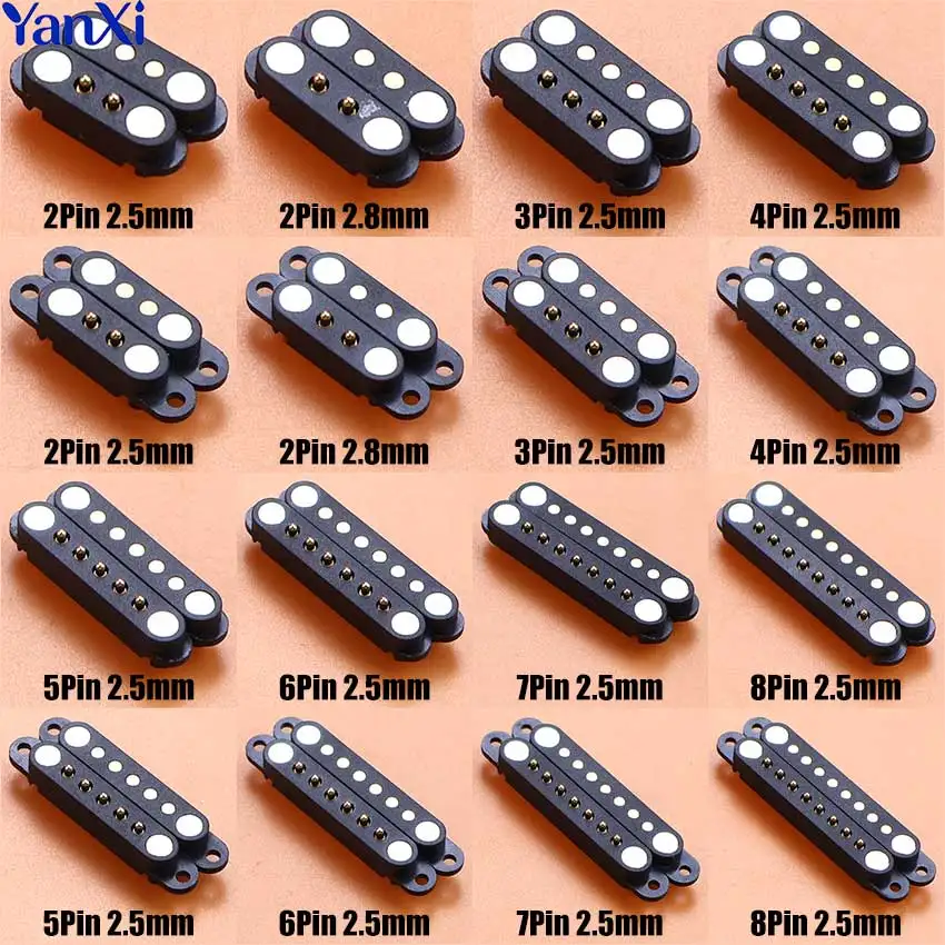 DC 마그네틱 포고핀 커넥터 2 3 4 5 6 7 8 핀 포고핀 암수 커넥터 간격 2.5mm 2.54mm 2.80mm 스프링 장착 DC 전원 소켓