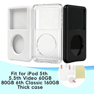 두꺼운 버전 클리어 블랙 화이트 하드 보호 케이스 커버 (iPod 5세대, 5.5세대 비디오 60GB, 80GB, 6세대 클래식 160GB용) 보호 필름 포함