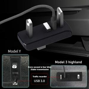 4-in-1 USB 확장 충전기 업그레이드 데이터 전송 글러브 박스 도킹 스테이션 테슬라 모델 3 Y 3+ Y 주니퍼 USB 허브 포트 차량용
