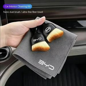 BYD Seal U, Dolphin Mini, Sealion 7, Song Pro, ATTO 3, Yuan, Dolphin, Seal 5 차량용 실내 청소용 부드러운 브러시 및 세척 타월, 밸브 캡