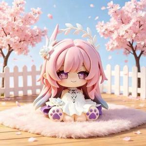 애니메이션 피규어, 치비 레이퍼, 보라색 머리, 토끼 모자, 낫, 엘프 귀, PVC 재질, 책상용 장식품, 수집용, 생일 또는 크리스마스 선물