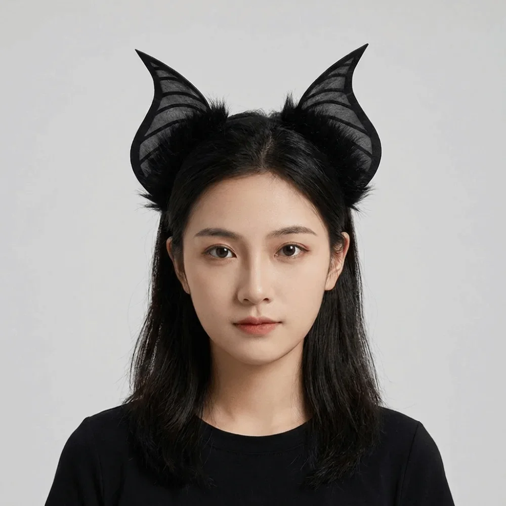 동물 모양의 귀 장식, 할로윈 의상, 코스프레 소품, DIY 털 귀 장식, 박쥐 귀 모양 헤어밴드, 할로윈 헤어 액세서리, 파티용