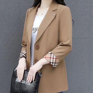 슬림한 단색 오피스 레이디 긴팔 여성 의류, 비즈니스 캐주얼 상의 코트, 심플한 가디건 블레이저, 용수철 가을