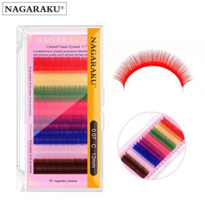 NAGARAKU 믹스 컬러 속눈썹 메이크업 고품질 소프트 천연 합성 밍크 레인보우 속눈썹 연장 용품 8 색 믹스