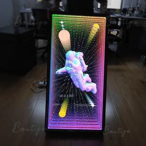 맞춤형 3D 인피니티 비즈니스 간판, 개인 맞춤형 미러 벽 비즈니스 미러 LED 로고, 실내 장식용 미러 조명 침실용