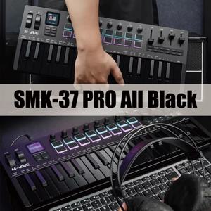 M-VAVE SMK-37 PRO 37키 MIDI 컨트롤러 블랙 - 16 RGB 패드 8 노브 내장 신디사이저 휴대용 음악 제작 키보드