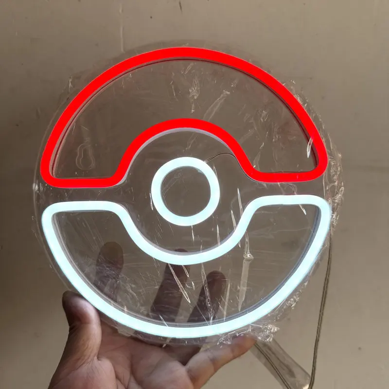 20*20cm 애니메이션 USB 창의적인 벽 장식 분위기 있는 발광 포켓볼 네온 조명 E-스포츠 룸 배경 벽 LED 선물
