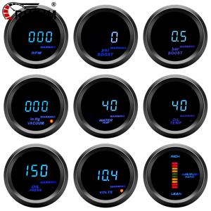 범용 2인치 52MM 디지털 디스플레이 블루 LED 12V 오일 압력 오일 수온 게이지 전압계 타코미터 RPM 터보 부스트 미터