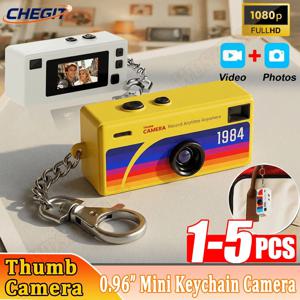 CHEGIT 핫 썸 키체인 카메라 0.96인치 미니 액션 카메라 레트로 지원 메모리 카드 1080P 초소형 캠코더 비디오 레코더