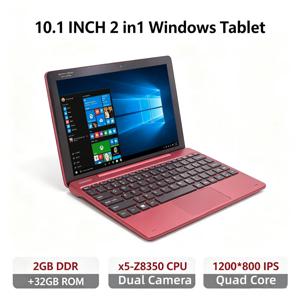 분리 가능한 10.1인치 Windows RE101 노트북 겸용 태블릿, Intel X5-Z8350 프로세서, 2GB DDR, 32GB ROM, HD IPS 화면, 듀얼 카메라, HDMI 호환.