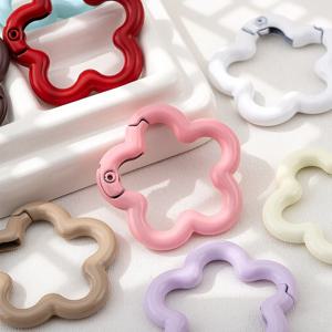 1/5/10pcs 다채로운 꽃 합금 카라비너 ​​링 키 체인 가방 클립 스프링 후크 DIY 쥬얼리 만들기 액세서리에 대한 교수형 버클