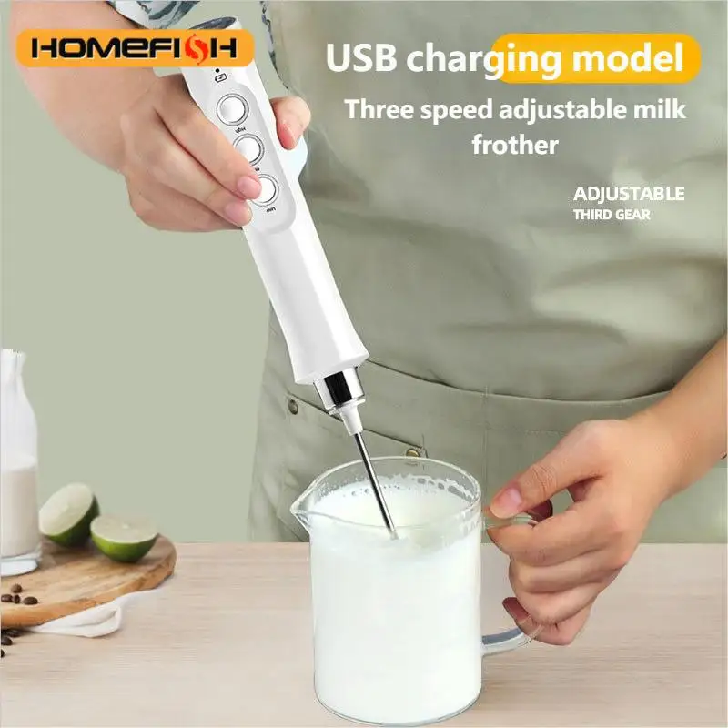 홈피쉬 USB 충전식 전동 커피/우유 거품기 휴대용 계란 거품기 라떼 및 가정용 우유 거품 만들기