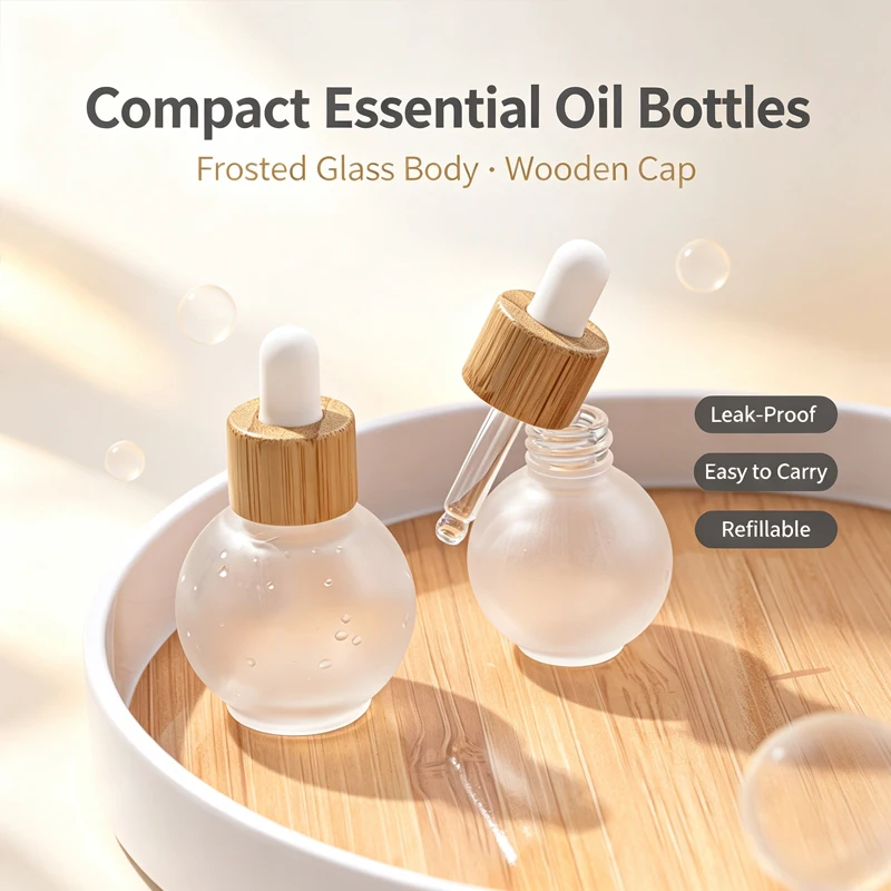 20/30ml 볼형 드롭퍼 유리병 구형 리필 금속 캡 에센스 마사지 오일 세럼 아로마테라피 액체 (피펫용)